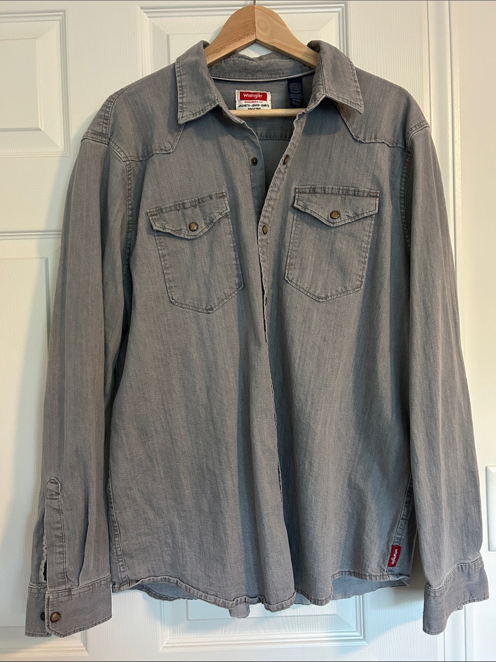 Wrangler Light Blue/ Grey Denim Button-Up Shirt